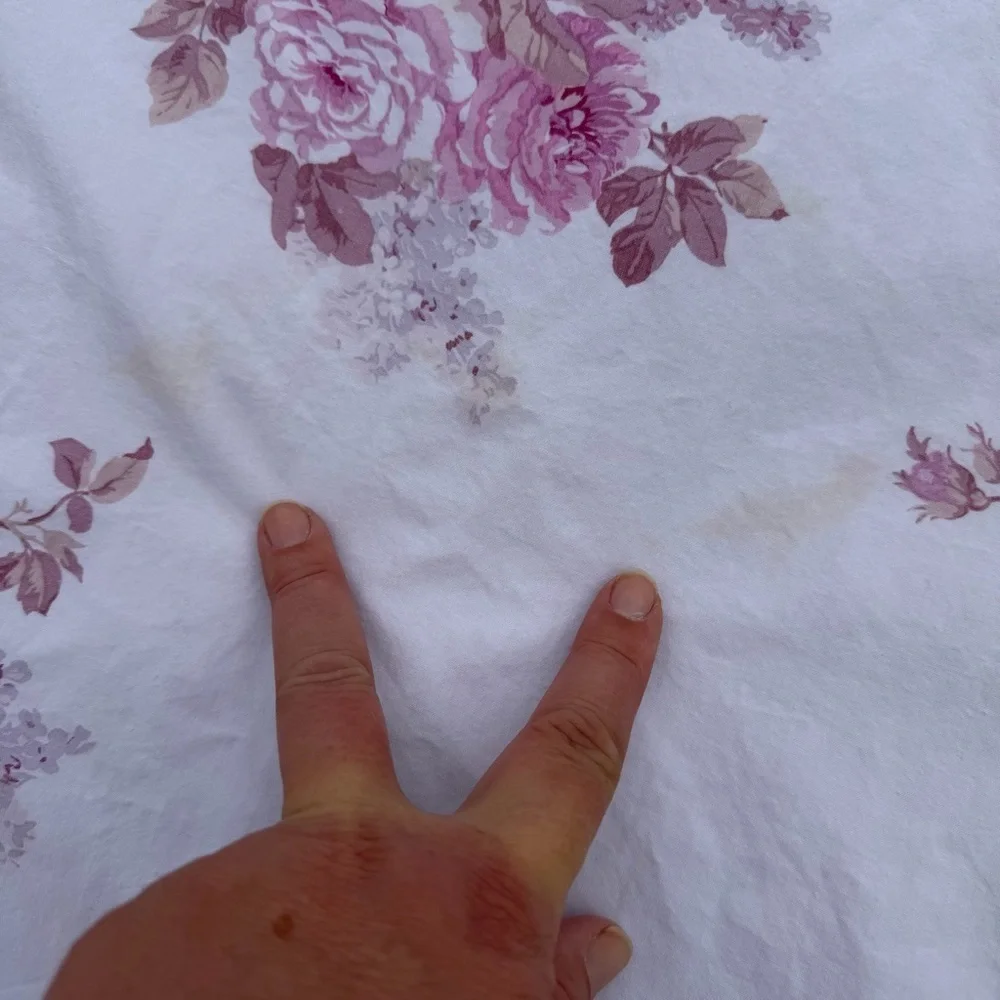 Simply Shabby Chic Blush Bouquet Reversible King Duvet Cover Pink Rose HTF FLAWS